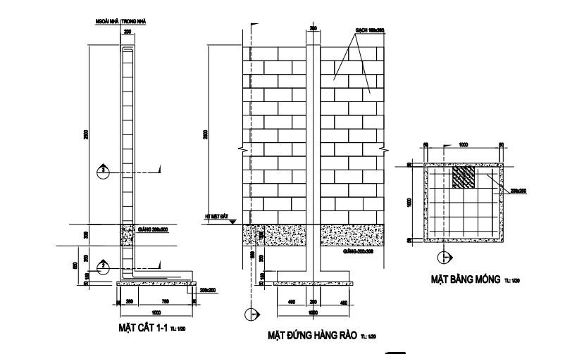 Bản vẽ tường gạch block